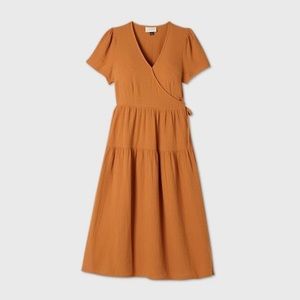 Burnt orange midi dress